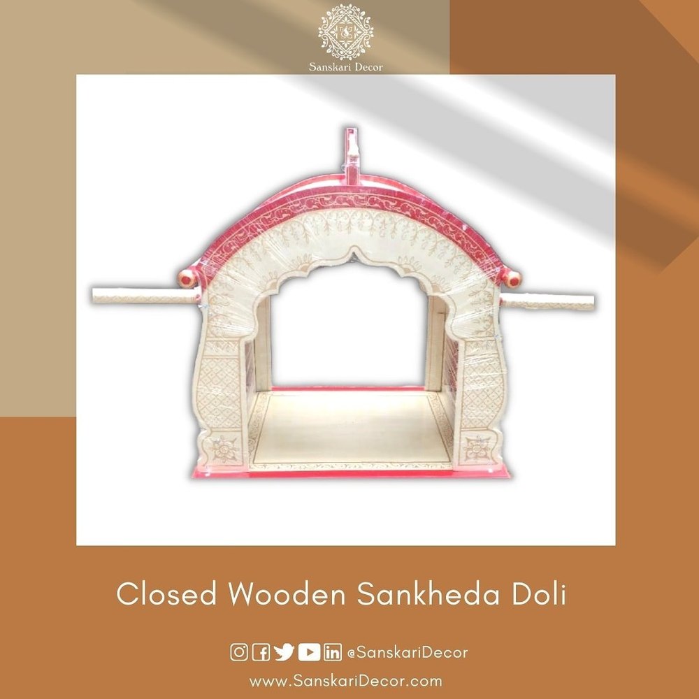 Handcarved Closed Wooden Sankheda Wedding Doli