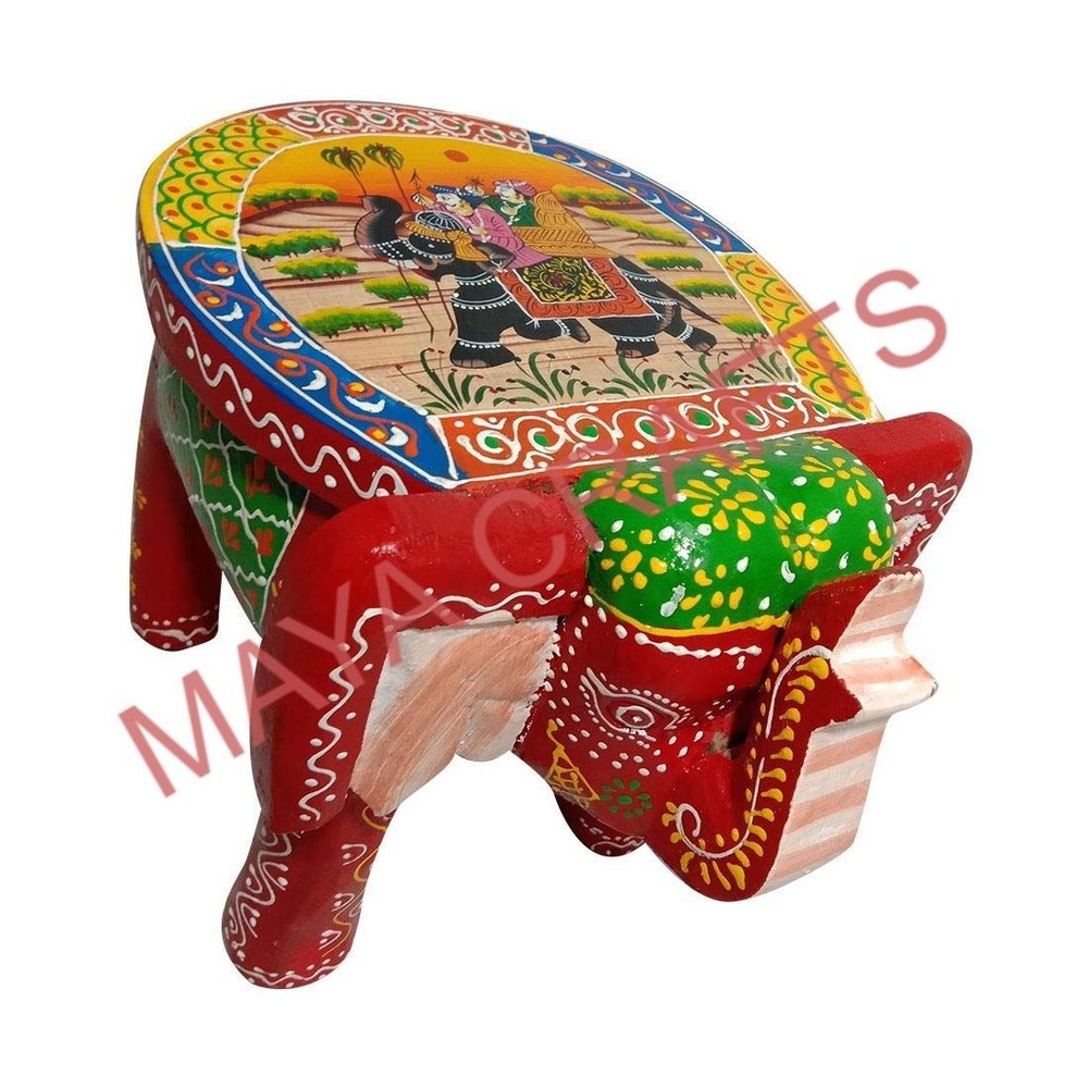 Wooden Elephant Showpiece Painting, For Gifting & Home Decoration, Size/Dimension: 9.5 X 7.5 X 7 Inches (lxbxh)