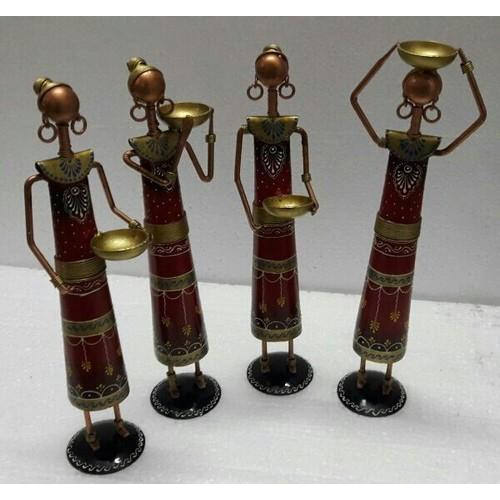 Art Decor Pita Shree Iron Handcrafted Lady Worker Statue Set