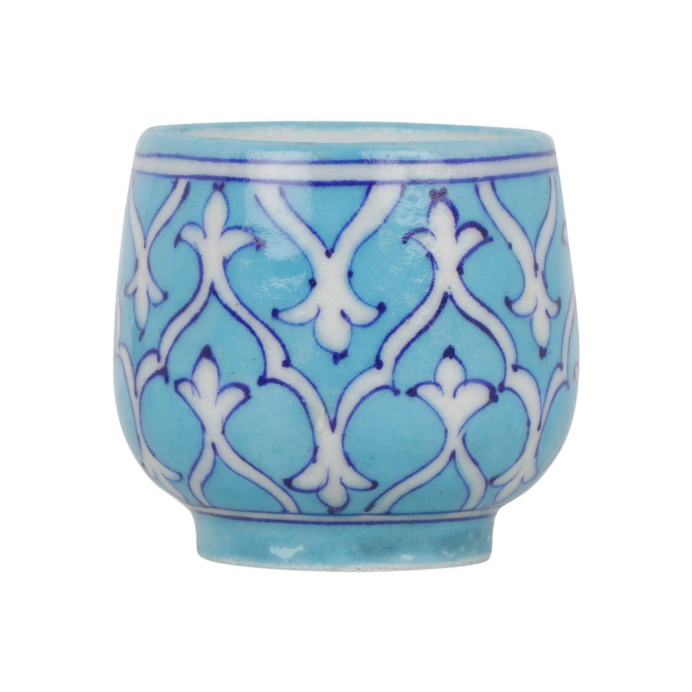 Ceramic GoBamboos Decorative Blue Art Pottery Cup 3 inches, For Drinking Tea img