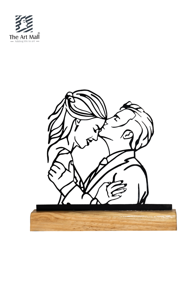 Black Polished Finish Couple Lazer Cut Art, Size: 8 X 6 Inch