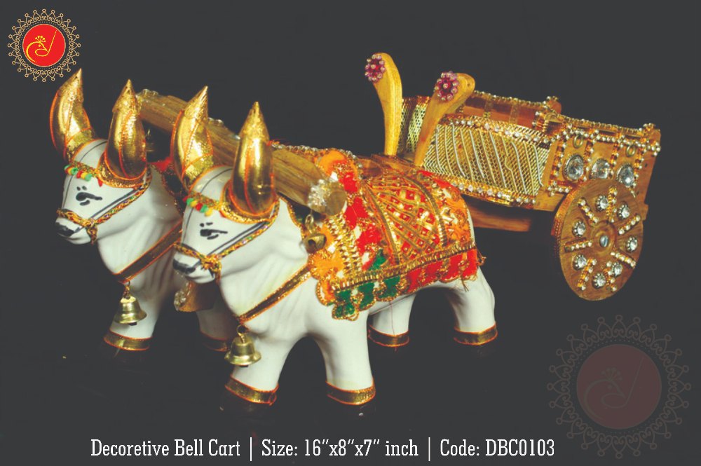 Golden Decorative Bell Cart (Set of 2)