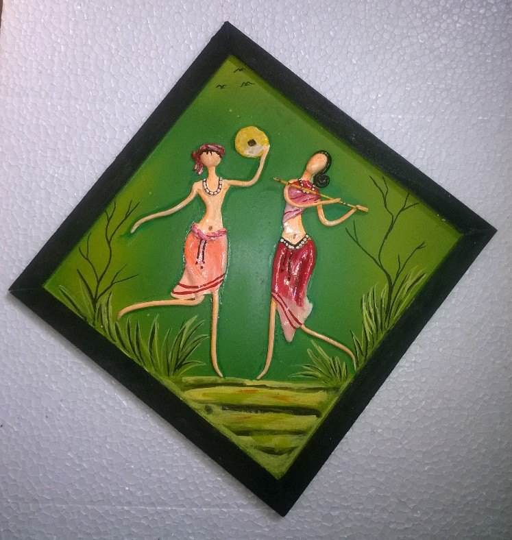 Multicolor Costomise Clay Tribal Art or moral artWall Hanging, For Decoration, Size: 12x12 Inches