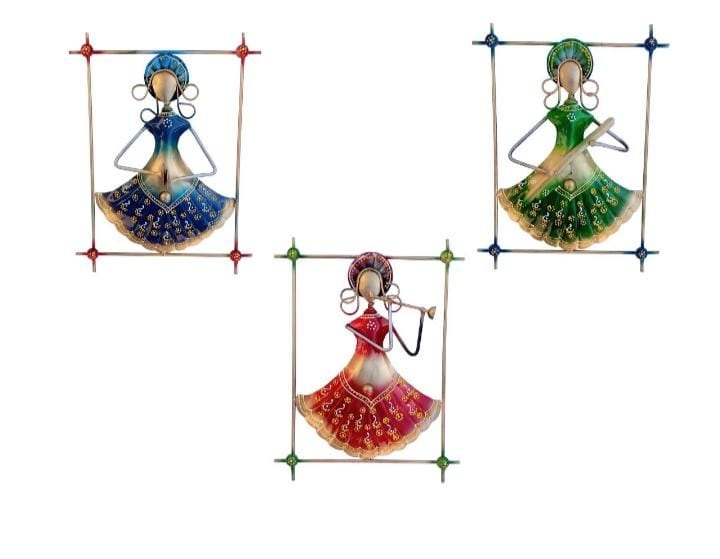 Multicolor Metal Doll Musician Set Frame Iron, For Interior Decor