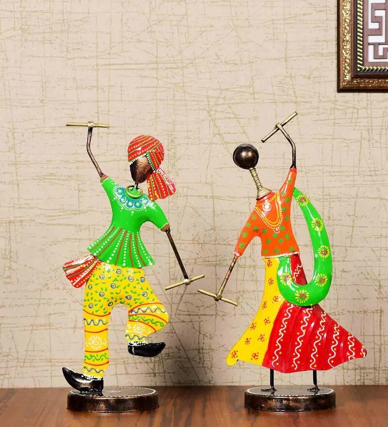 Showpiece Table Decor Multicolor Iron Dancing Statue img