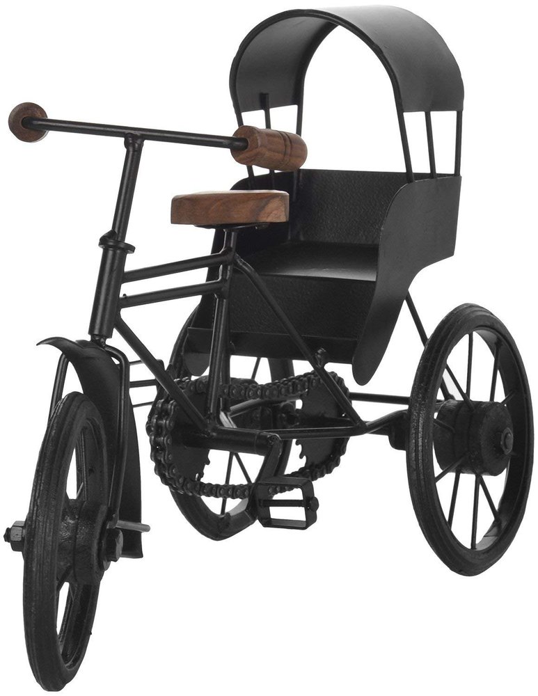 Black Wooden Iron Decorative Rickshaw, Size/Dimension: 10x7inch