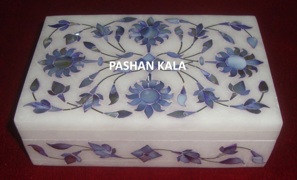 Exclusive Marble With Semi Precious Mother Of Pearl Small Function Gifting Box img