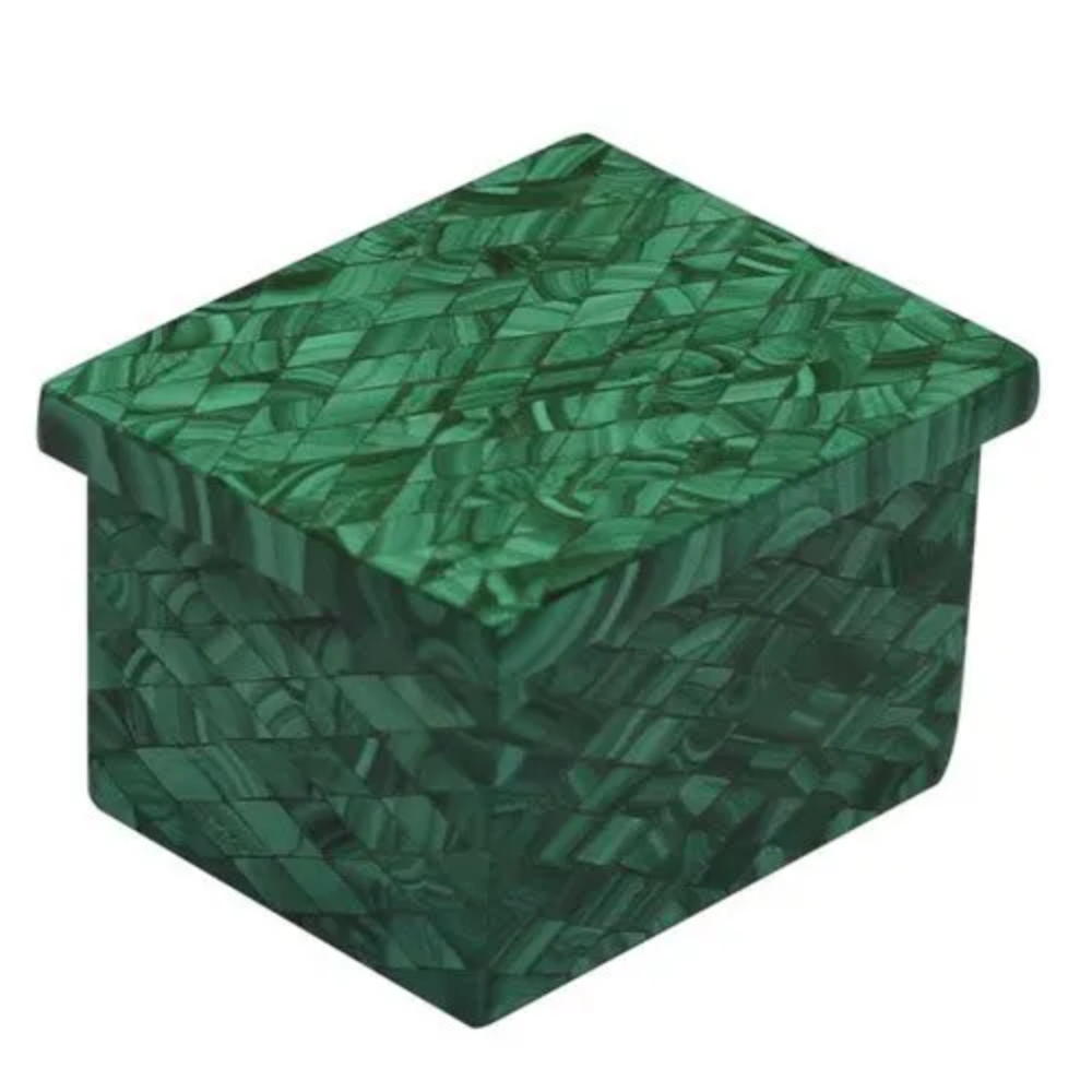 Green Gemstone Malachite Jewellery Box, For Home, Size/Dimension: 4x4 img