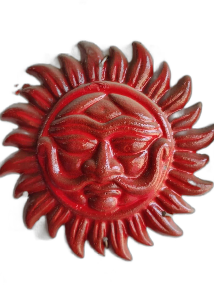 Modern Red Cast Iron Sun, For Home