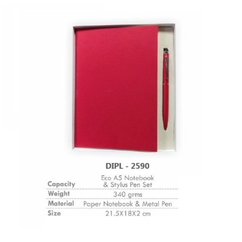 Red Paper Eco A5 Notebook & Stylus Pen Set, For Gift, Packaging Type: Box img