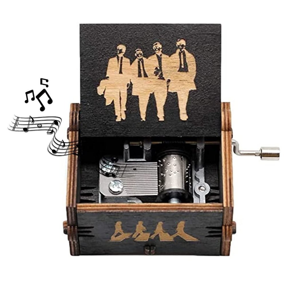 Wood Black Hand Crank Music Box, For Gifting img