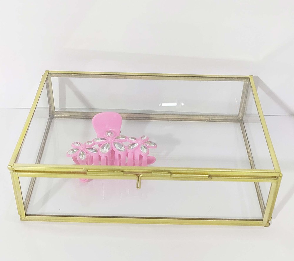 Rectangle Golden Glass Decorative Box, For Gift img