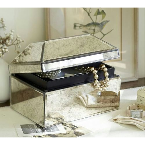 Rectangular Plain Mirror Glass Jewellery Box