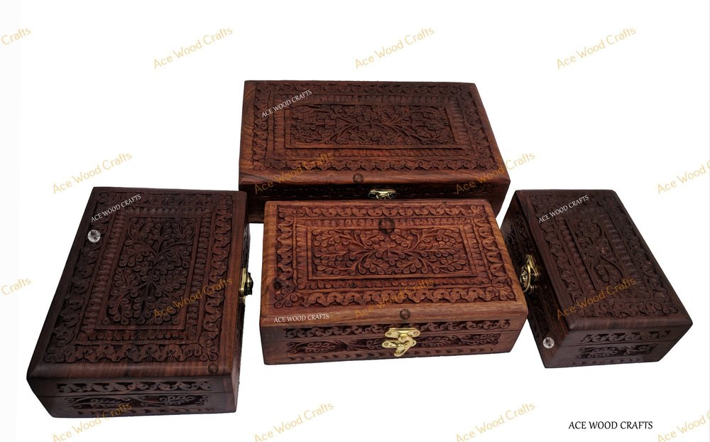 Hoem And Gift Hand Carved Handcrafted Wooden Jewelry Box From Indian Gifts For Home