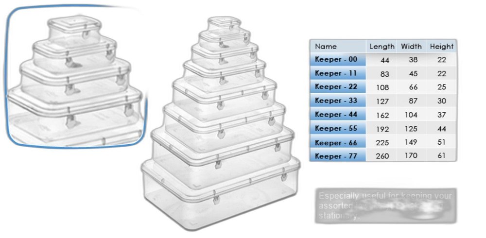 Rectangle TRANSPARENT KEEPER SERIES, For Home