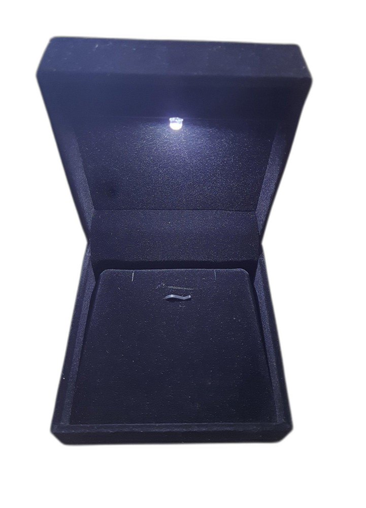 Square Black Ring, Earrings And Pendant Box With LED, Size/Dimension: 4x4