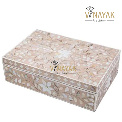 Mother Of Pearl Inlay Decorative Box Floral In Pale Pink - VAS96, For Gift