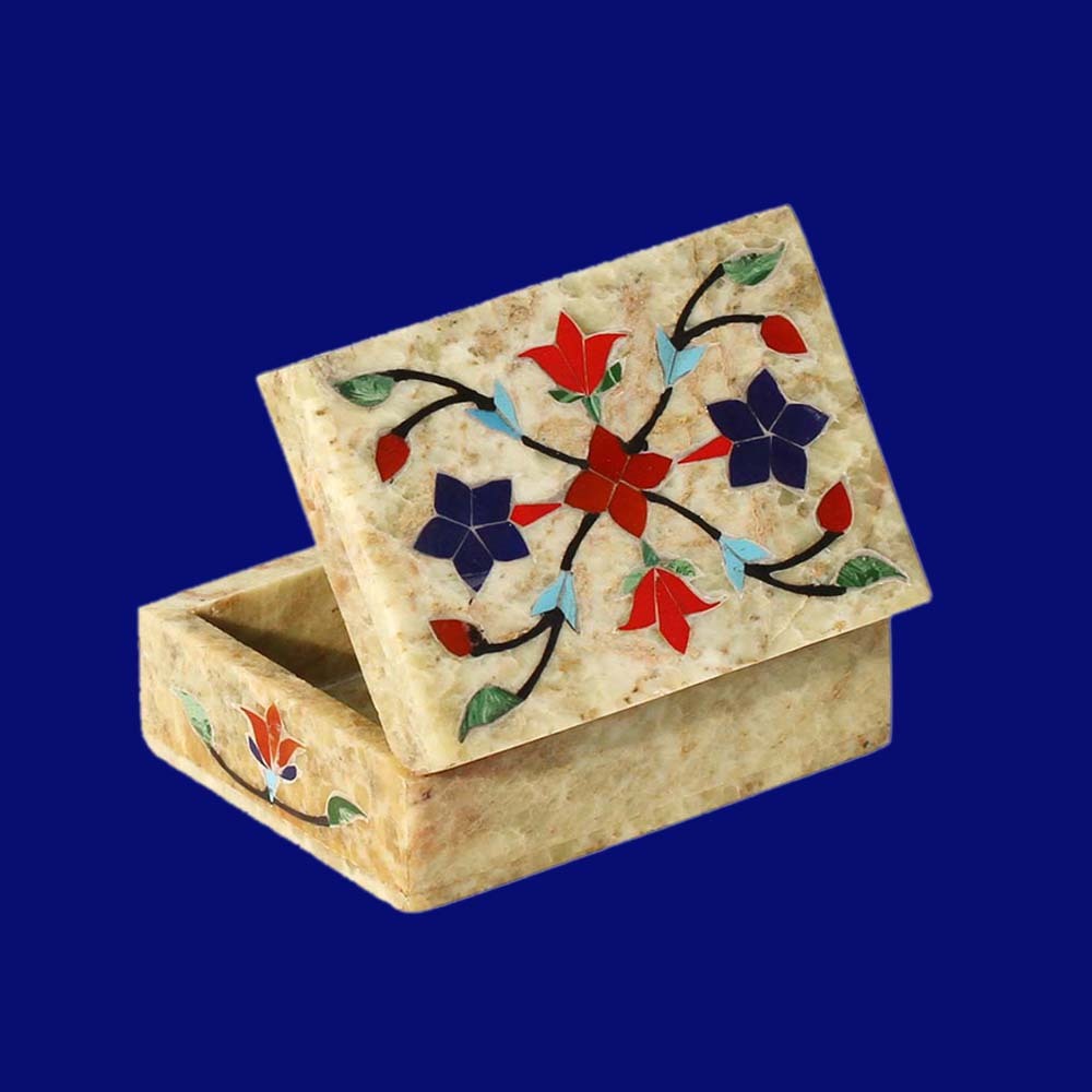 White Inlay Marble Gift Box For Home Decor img