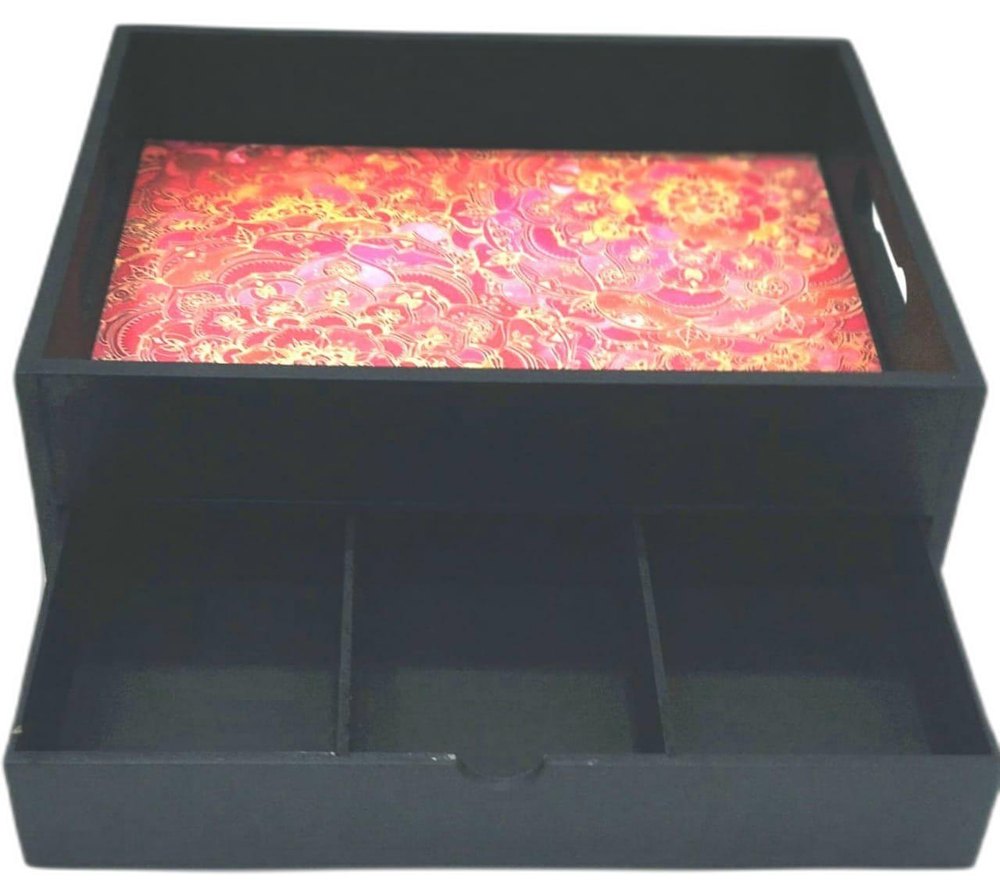 Rectangle Black Acrylic Cosmetic Jewelry Box, For Home, Size/Dimension: 12x8 Inch img