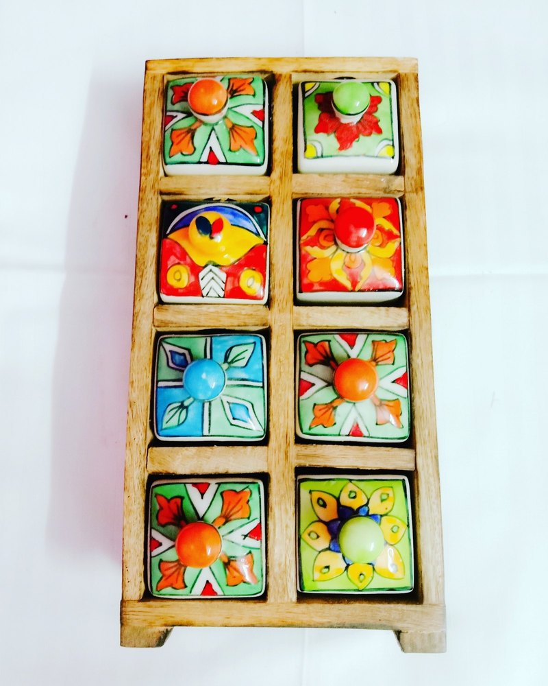 Wood & Ceramic Drawer Jewelry Boxes