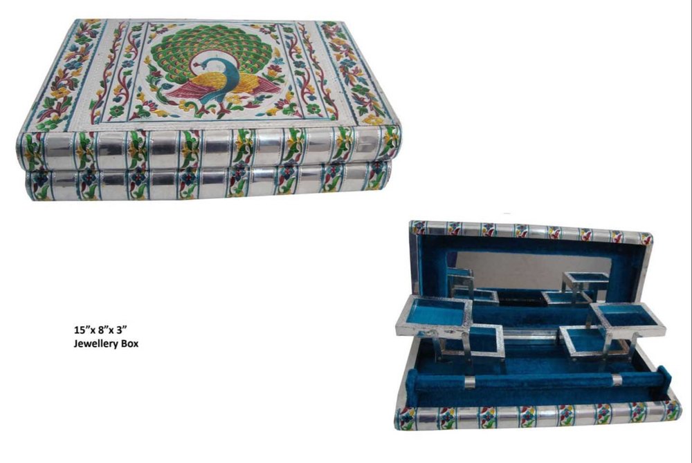 Rectangle Blue Meena Jewellery Box, Size/Dimension: 15 X 8 X 3 Inches img