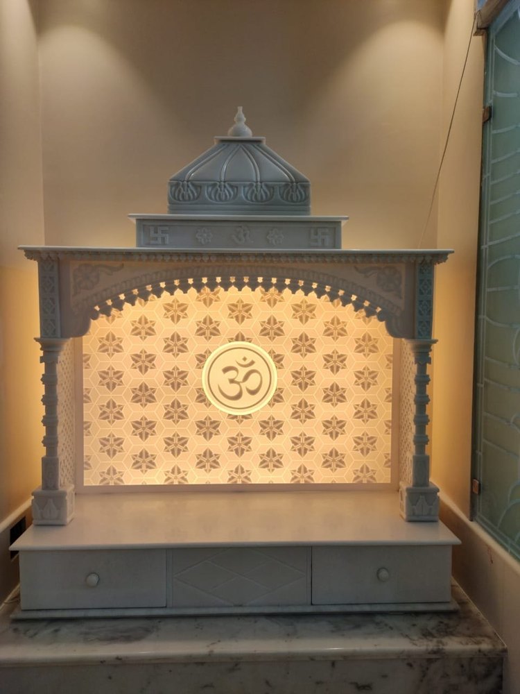 Polished 3D Acrylic Polymer Corian Mandir, For Religious img