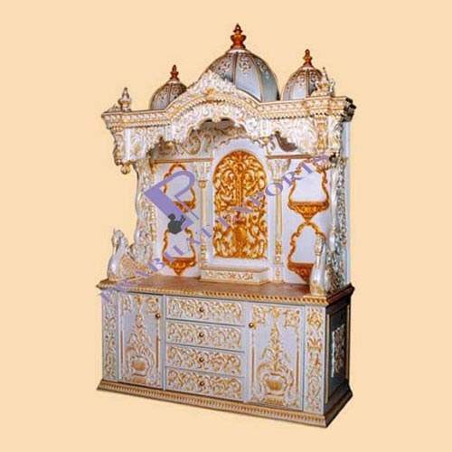 Indoor White Meenakari Marble Temples, for Home, Size: 4 Feet To 12 Feet img