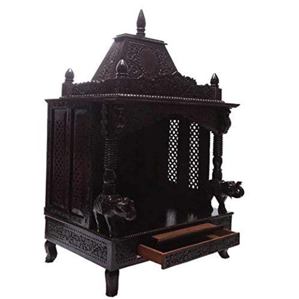 Black Wooden Shilpi Handcrafted Sheesham Home Temple, Size/Dimension: 52 X 30 X 24 Inch img