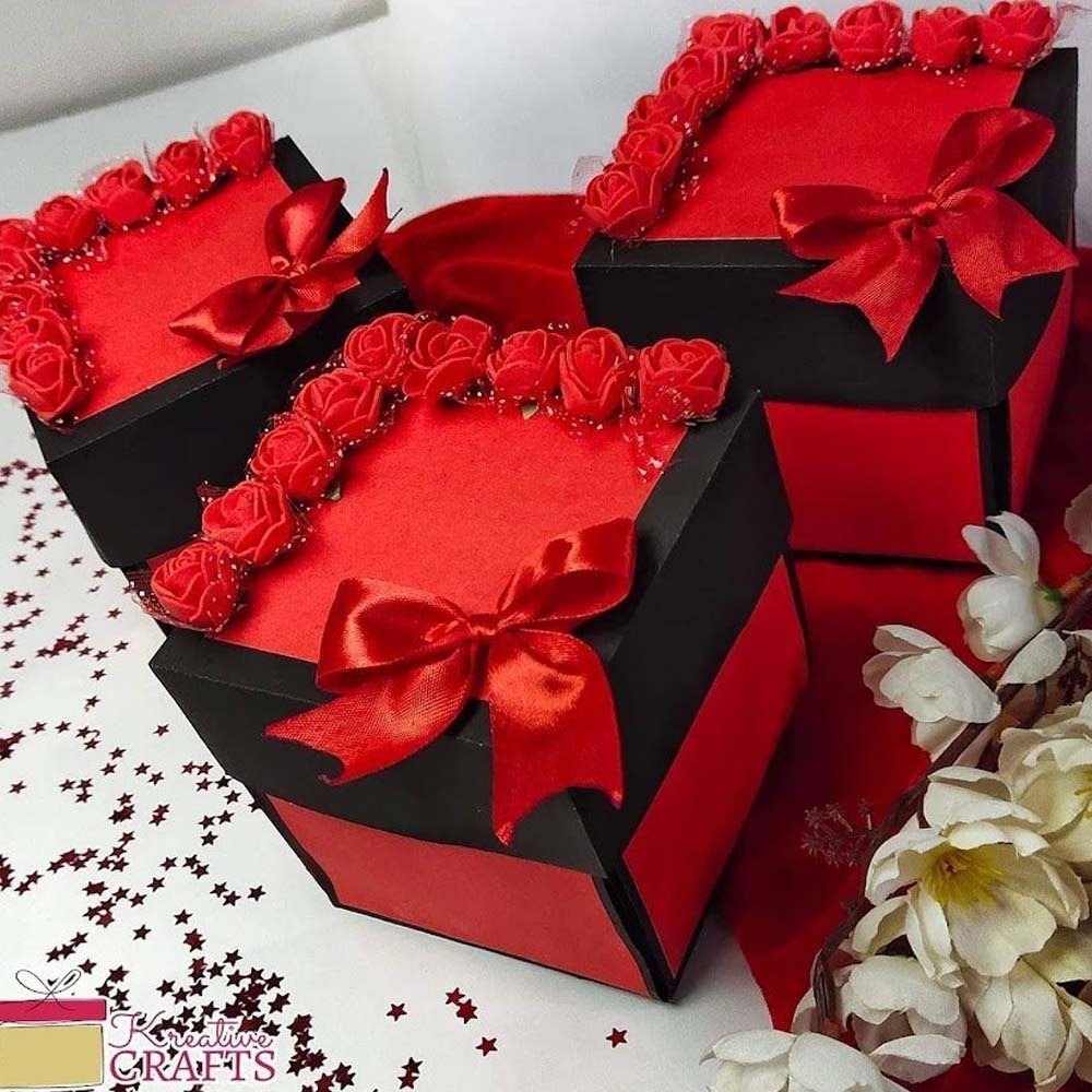 Paper Color Coated 2 Layered Explosion Gift Box Set, For Gifts img