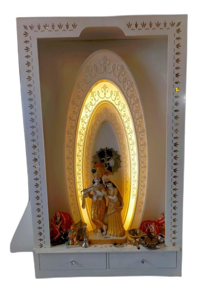 White Acrylic Radha Krishna Sculpture Temple, For Worship