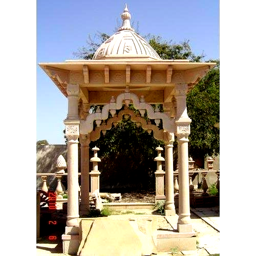 Polished Pink Temple Stone Chhatri, For Worship