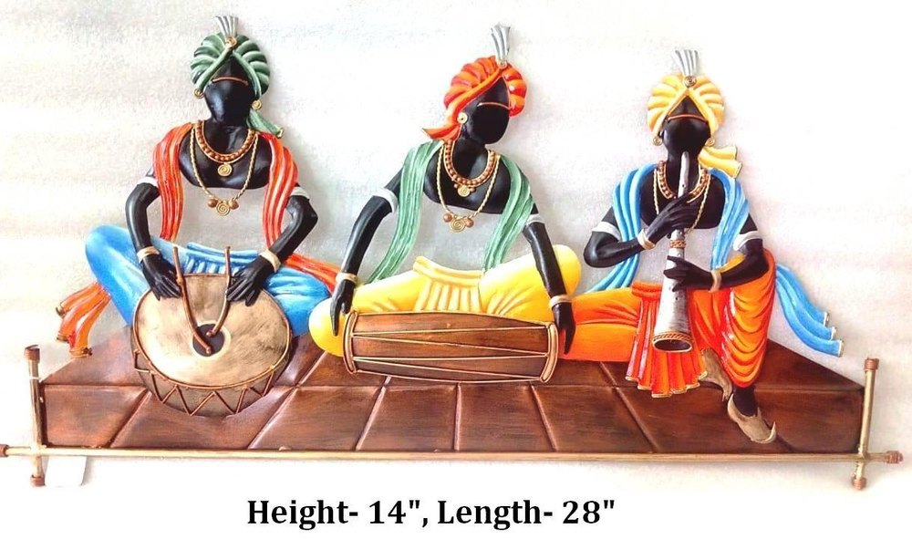 Multicolor Iron Rajasthani Musicians Wall Hangings, For Decoration, Size: Height-14, Length-28