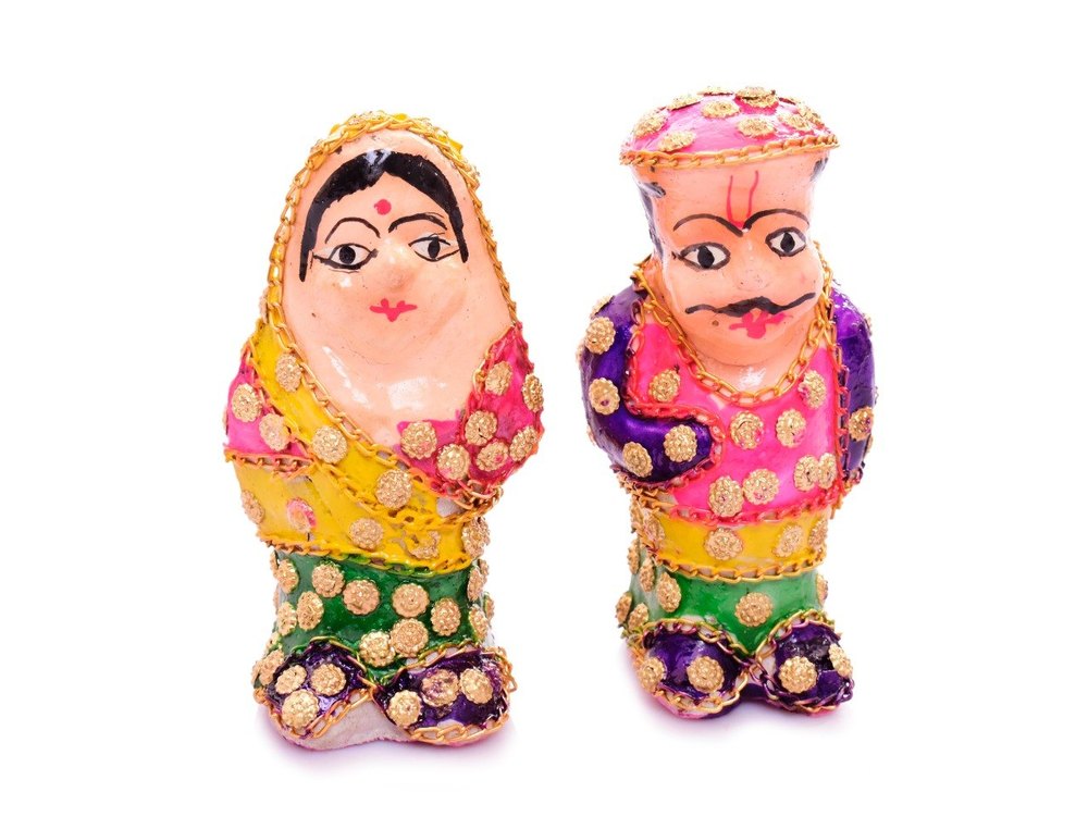 Indoor clay Rajasthani Seth Sethani, For Decoration, Size: 4 Inch img