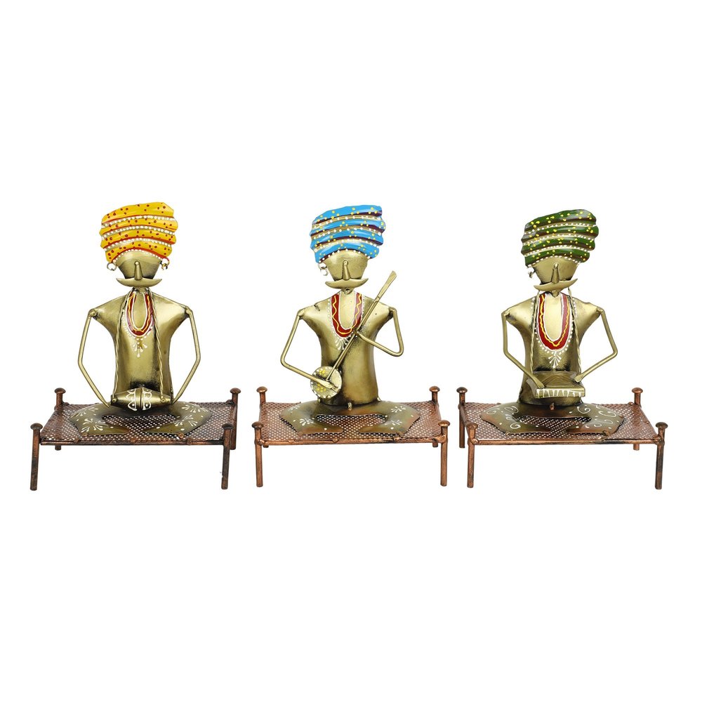 The Cocotier Metal Table Decor, Rajasthani Folk Singers Table Showpiece img