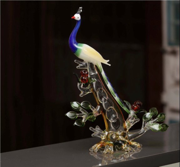 Glass Crystal Peacock Showpiece, For Anywhere, Packaging Type: Box