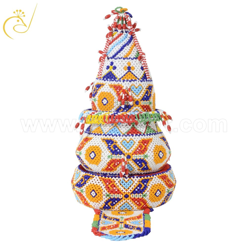 Mix Colors Kalash Set Handmade Beads Work, Size/Dimension: 11 Inch Height