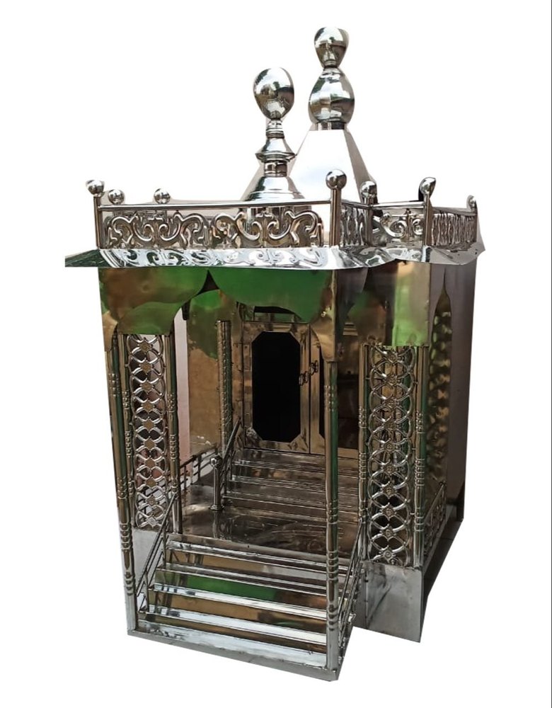 Painting Polished Silver Metal Temple, For Home, Size: 21x22x23inch