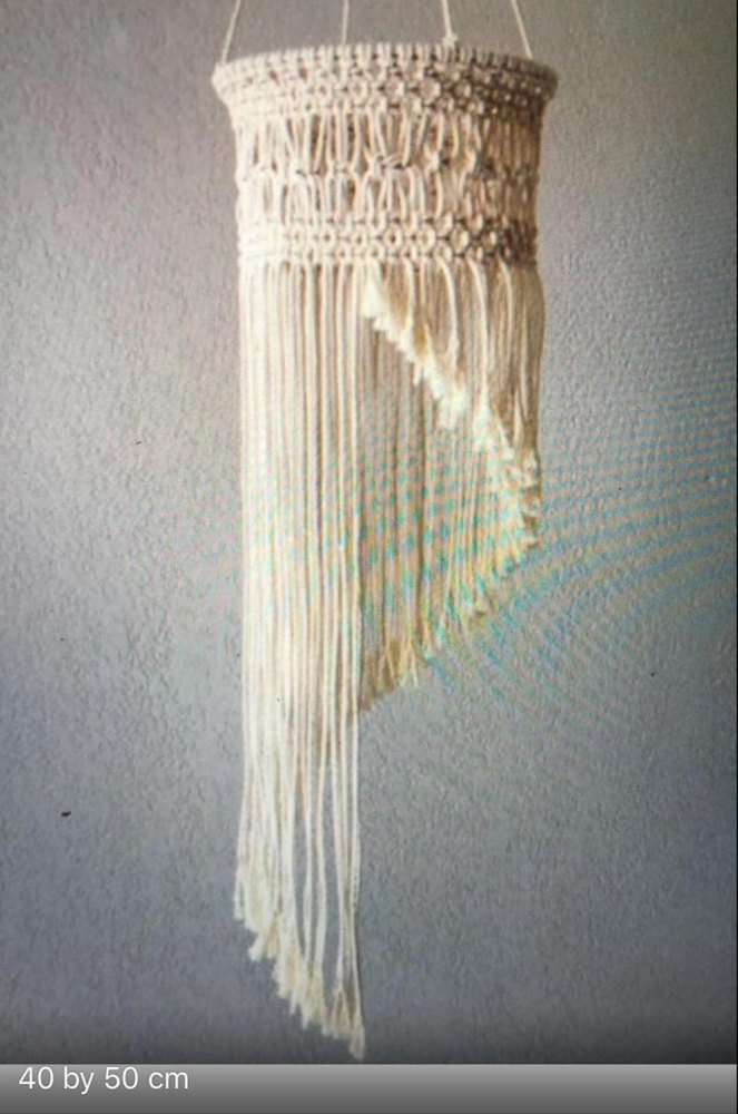 Off White Cotton Macrame Light Lamp, For Decoration