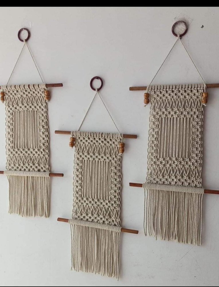 Glossy Beige Macrame Photo Frame, For Decoration