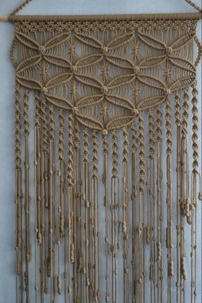 Cotton Rope Hand Webbing Macrane Wall Hanging Curtain, For Home