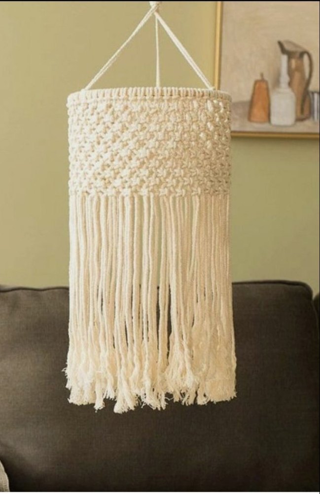 Off White Plain Macrame Lamp Shade, For Outdoor Decoration