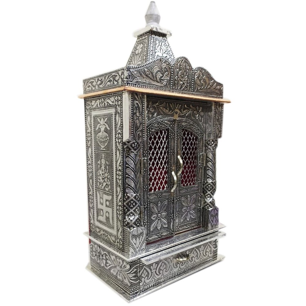 20inch Wooden And Aluminium Handcrafted Temple, For Worship