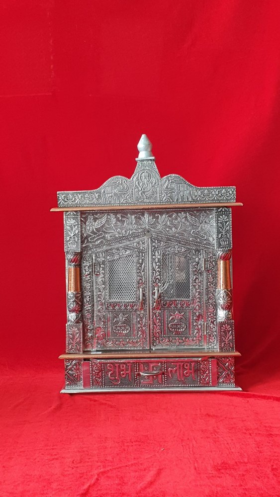 Oxodized Wooden Silver Temple, Size: 16 W * 7 D (inch)