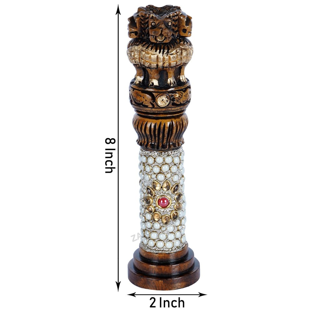 Brown Polyresin Meenakari Handicrafts Ashok Pillar Showpiece, For Interior Decor