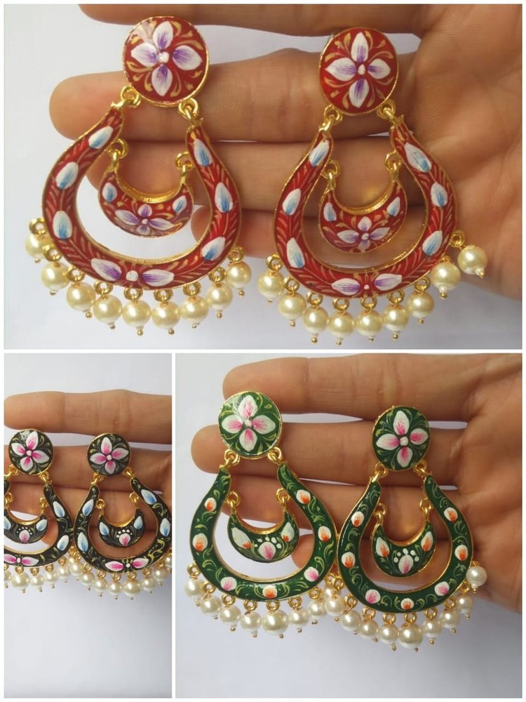 10 Colors Copper Hand Painted Meenakari Earrings