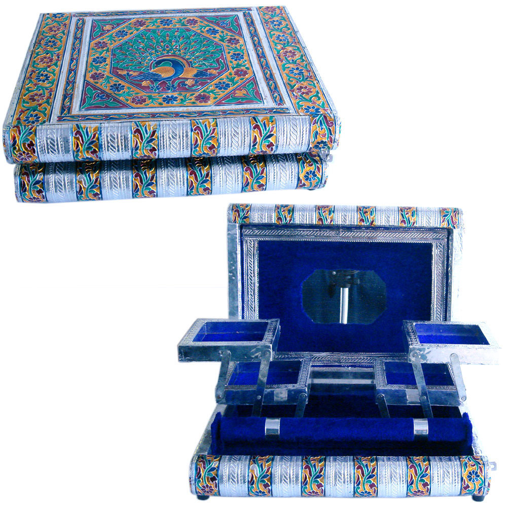 Metal Colorful Meenakari Work Jewellery Box