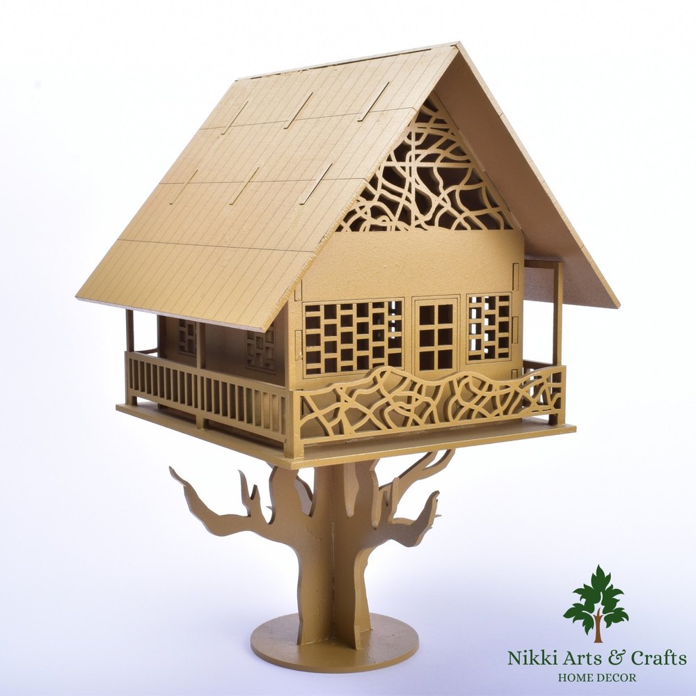 Brown MDF Tree House Home Decoration, Size: 7*6*10 Inches img