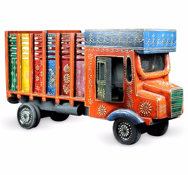 Vintage Crafts Multicolor Decorative Wooden Truck Showpiece