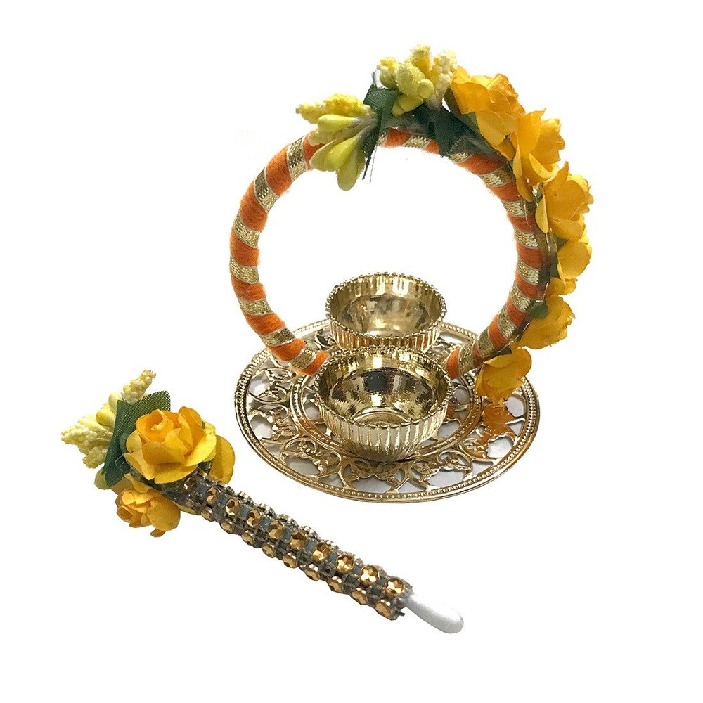 Acrylic Traditional Decorative Kumkum Plate With Stick, For Pooja, 8 Inch img