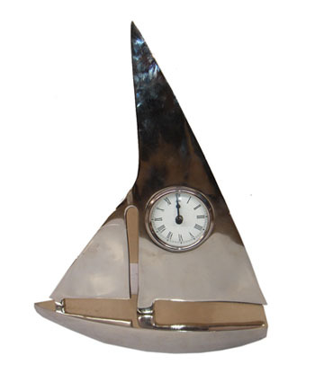 Aluminium Boat Model With Clock Nickel Finish